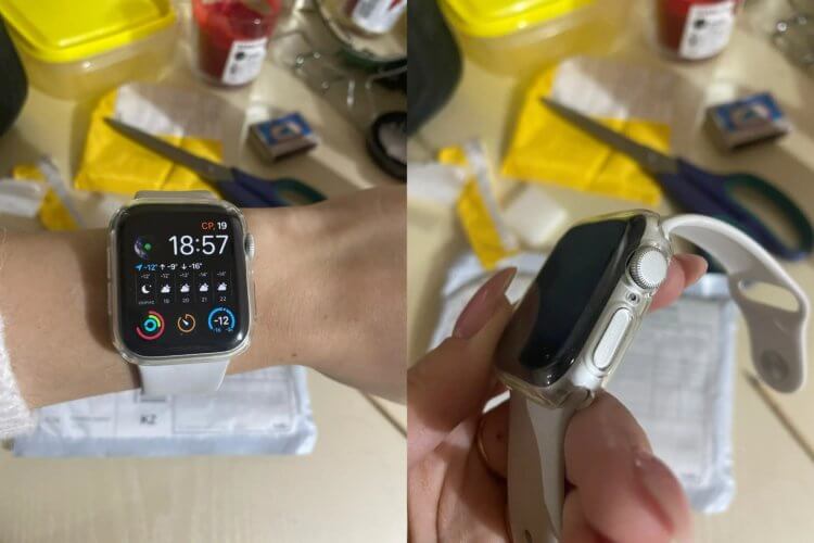 Чехол для Apple Watch. Прозрачные чехлы как для Айфона, так и для Apple Watch уже стали классикой. Фото.