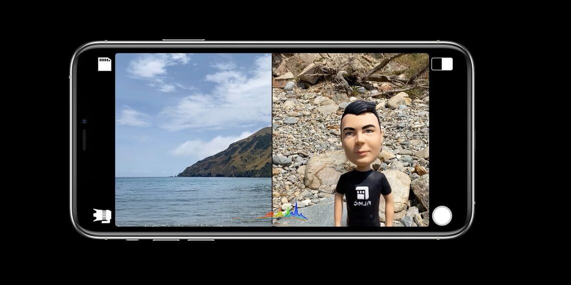 Как снимать одновременно на основную и фронтальную камеру Айфона. Фото.