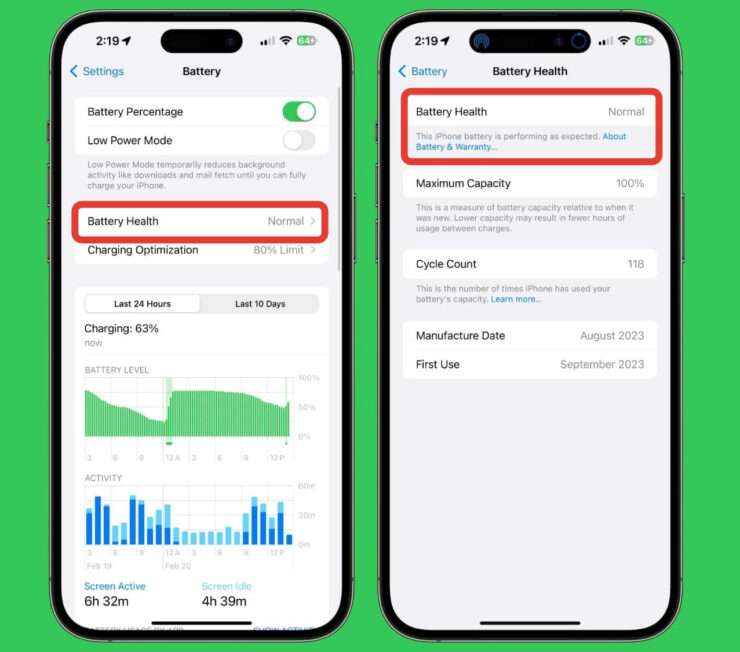 Какое состояние аккумулятора на Айфоне. Теперь Айфон сам сообщит, когда с его батареей все в порядке. Изображение: macrumors.com. Фото.