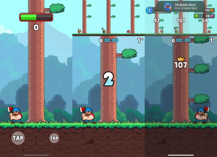 Timberman 2 — онлайн игра на Айфон. Срубите больше частей, чем ваши соперники. Timberman 2 — онлайн игра на Айфон. Срубите больше частей, чем ваши соперники. Фото.