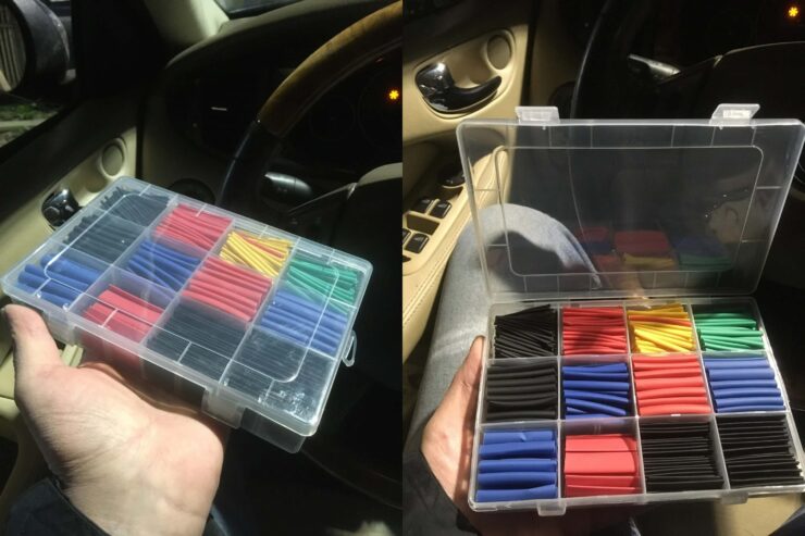 Набор термоусадочных трубок. В набор входят трубки разных цветов и размеров. Набор термоусадочных трубок. В набор входят трубки разных цветов и размеров. Фото.