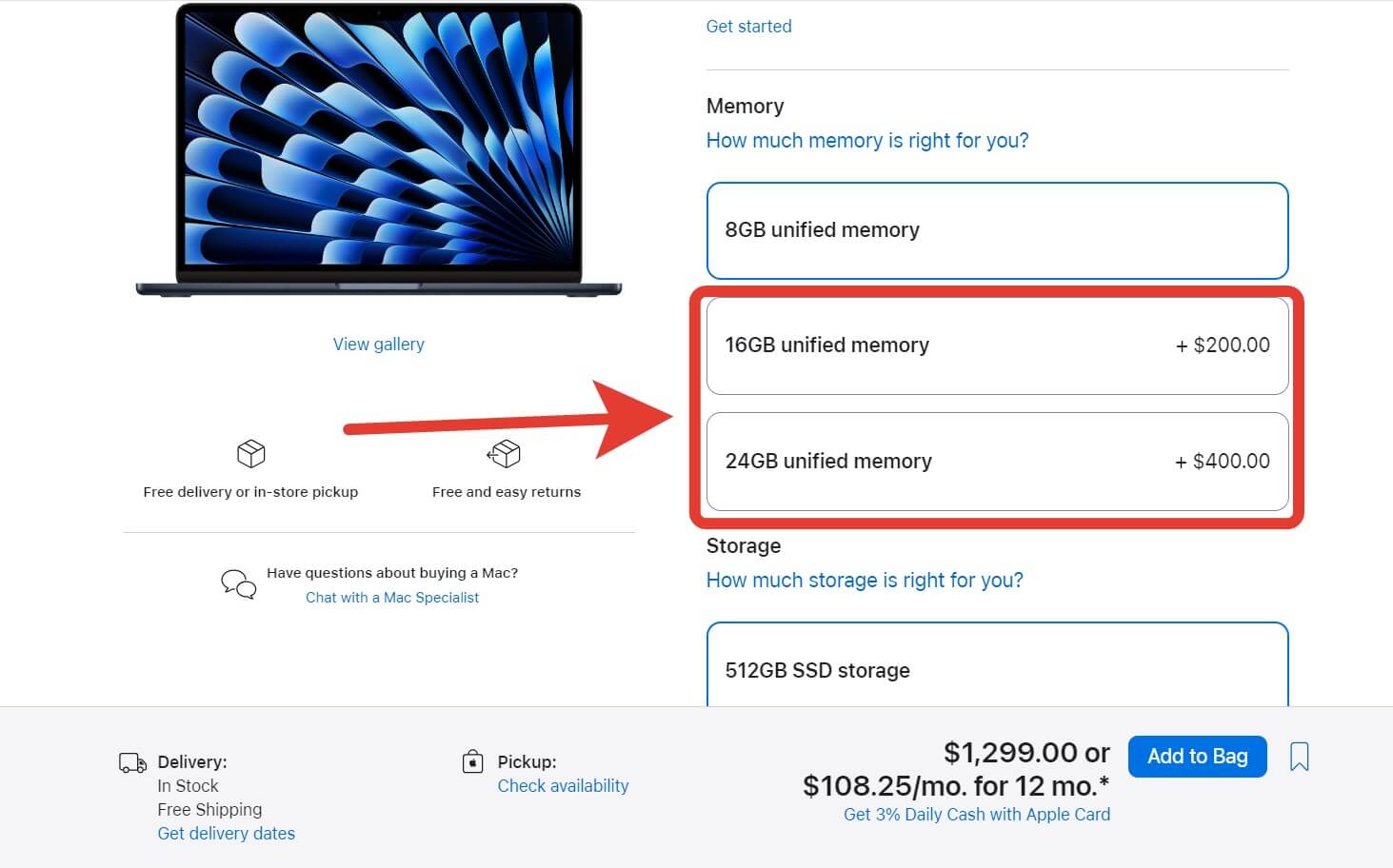 Можно ли увеличить оперативную память в Маке. Доплата за увеличение ОЗУ в два раза очень приличная. Фото.