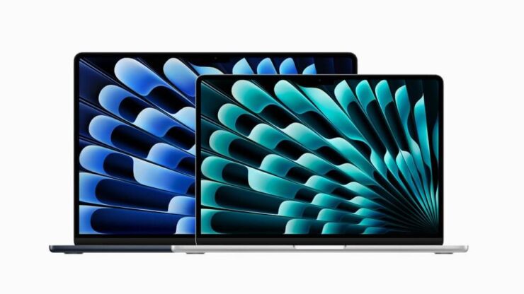 Экран в MacBook Air M3. В остальном это все тот же привычный MacBook Air в двух разных диагоналях экрана. Изображение: apple.com. Фото.