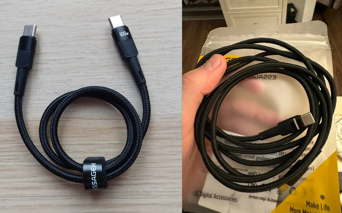 Зарядка Type-C для Макбук Про 14. В случае с MacBook Pro 14 достаточно кабеля на 100 Вт. Фото.