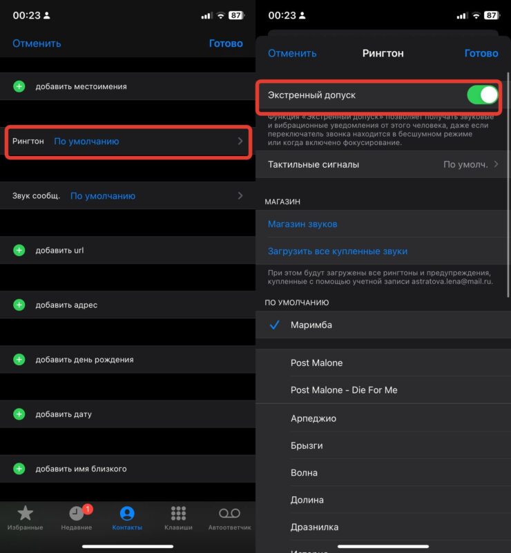 Экстренные вызовы на Айфоне. Активируйте экстренный доступ для всех нужных контактов. Фото.