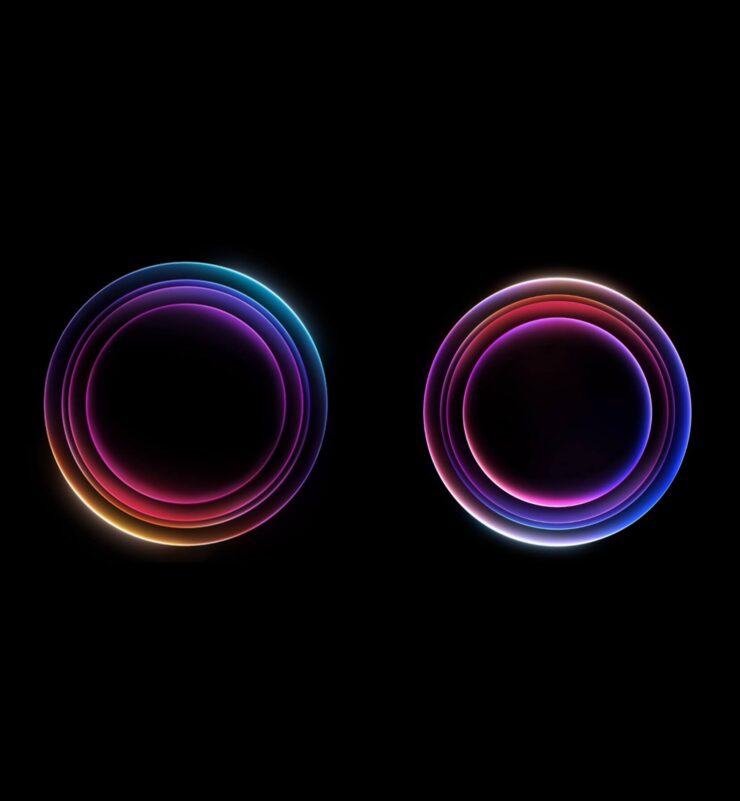 Обои на телефон с черным фоном. Можно обойтись просто неоновым кругом без лишних букв. Изображение: idownloadblog.com. Фото.