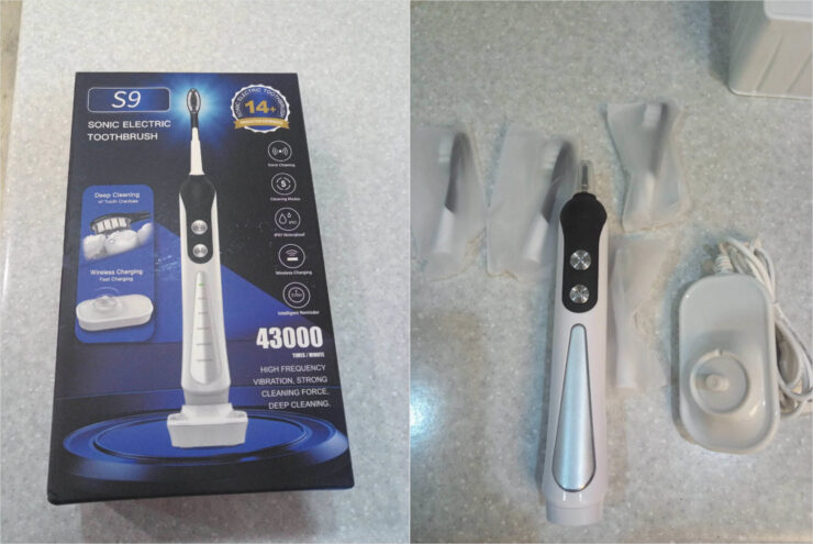 Звуковая зубная щетка для отбеливания зубов. Эта щетка очистит ваши зубы и удалит налет. Звуковая зубная щетка для отбеливания зубов. Эта щетка очистит ваши зубы и удалит налет. Фото.