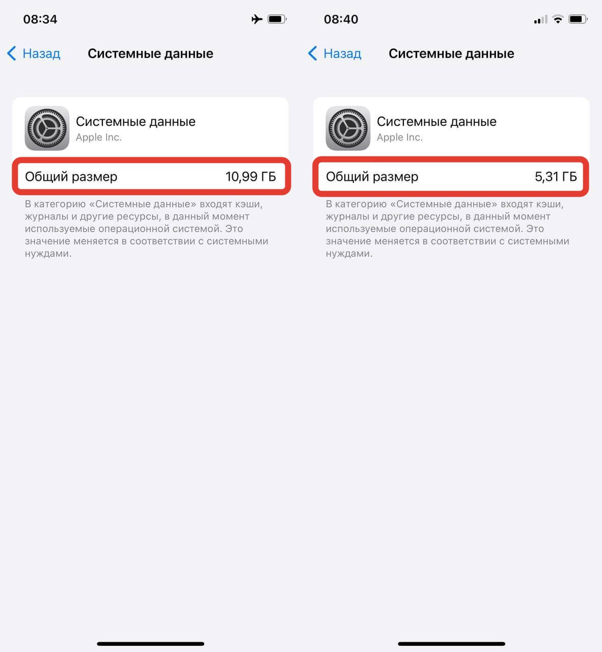 Как очистить системные данные на Айфоне. А вот такой на другом. Впечатляет?. Фото.