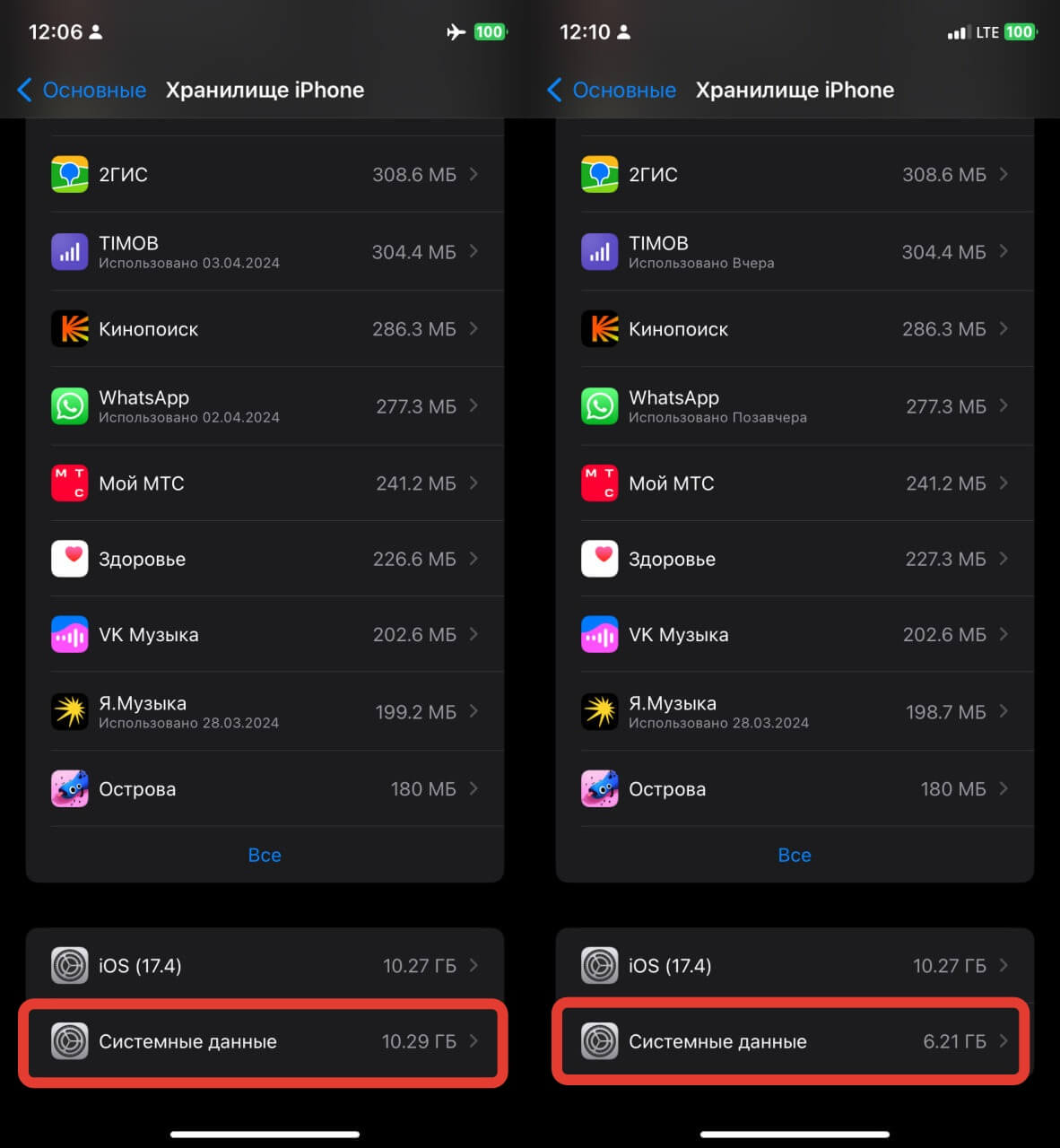 Как очистить системные данные на Айфоне. Вот такой результат мы получили на одном смартфоне. Фото.