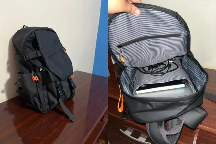 Удобный городской рюкзак. В такой рюкзак легко войдет 15-дюймовый ноутбук. Фото.