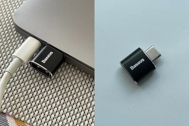 Переходник с USB-C на USB. При подключении к Макбуку он не выглядит чужеродно. Переходник с USB-C на USB. При подключении к Макбуку он не выглядит чужеродно. Фото.