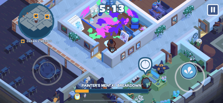 The WereCleaner — бесплатная игра на Айфон. Уборку вам надо навести за ограниченное время и при этом не попасться на глаза. Фото.