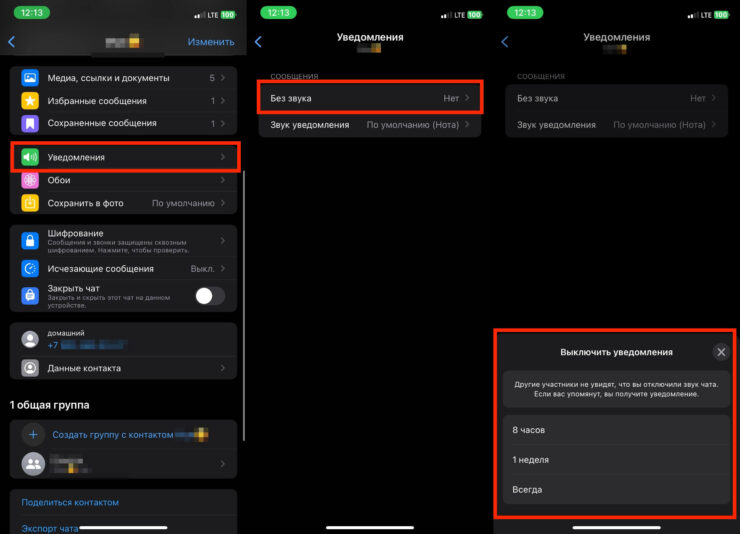 Как отключить звук сообщений. Отключите звук на нужное время время. Фото.