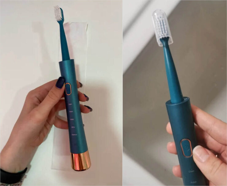 Недорогая электрическая зубная щетка. Это просто хорошая недорогая зубная щетка. Недорогая электрическая зубная щетка. Это просто хорошая недорогая зубная щетка. Фото.