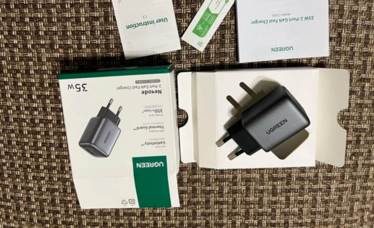 Зарядка Ugreen на 35 Вт. Такой адаптер зарядит ваш Айфон на максимальной скорости. Зарядка Ugreen на 35 Вт. Такой адаптер зарядит ваш Айфон на максимальной скорости. Фото.