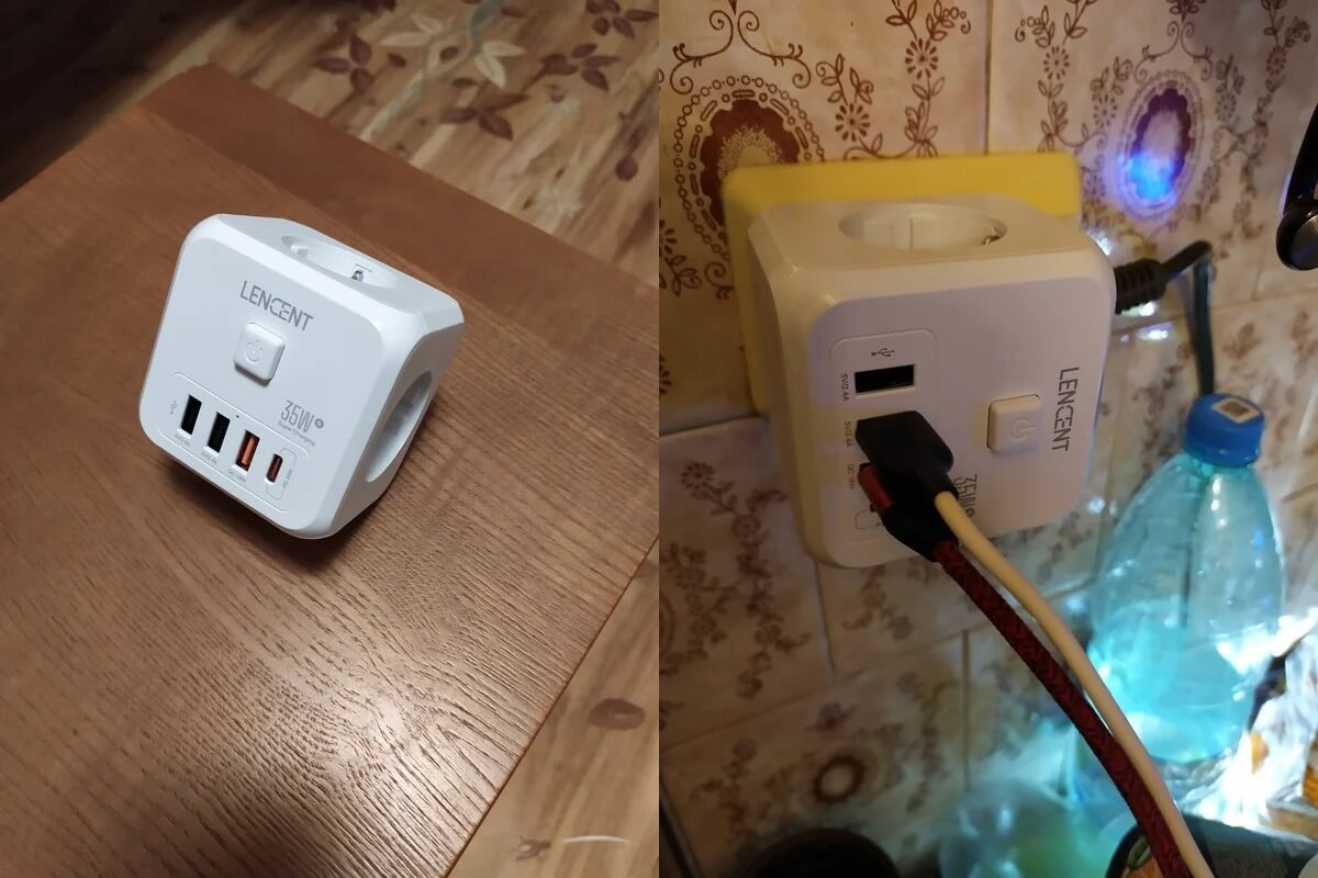 Сетевой фильтр с USB. Дополнительные розетки никогда не бывают лишними. Фото.