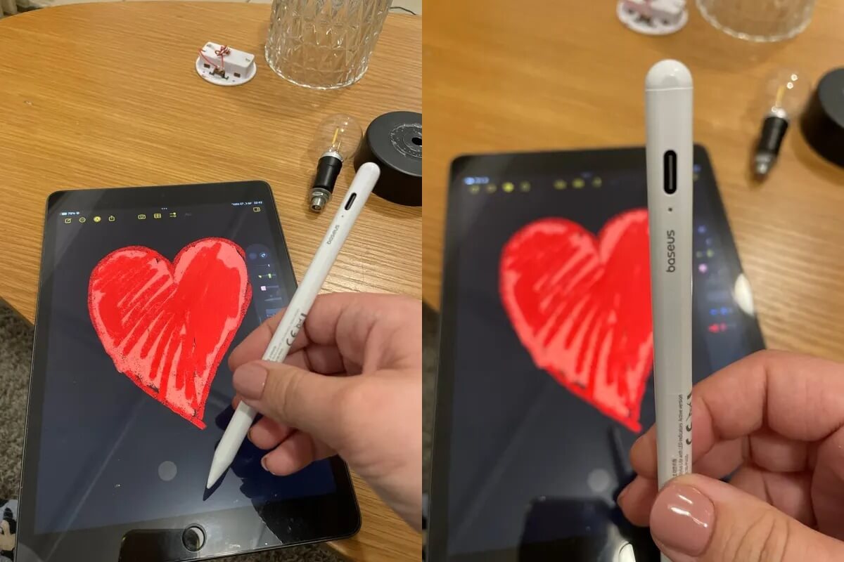Стилус для Айпада. Стилус заряжается от разъема USB-C на корпусе. Фото.