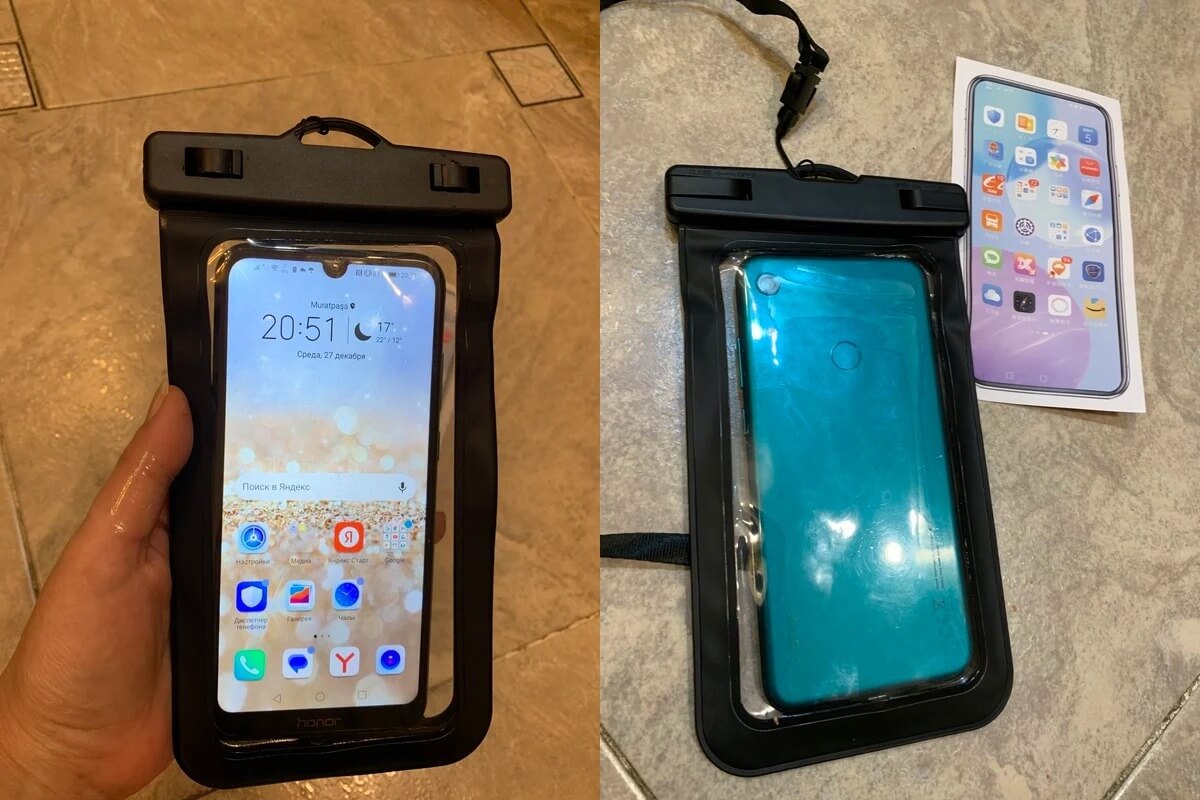 Водонепроницаемый чехол для телефона. Чехол хорошо защитит ваш смартфон от воды. Фото.