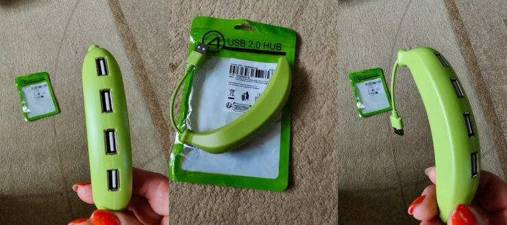 Разветвитель для USB-портов. Прикольный банан украсит ваш рабочий стол. Фото.