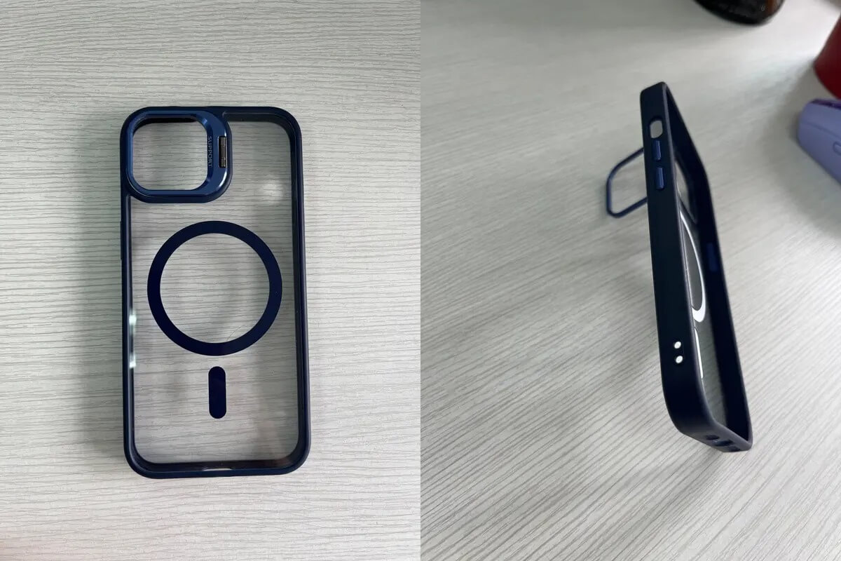 Прозрачный чехол для Айфона. Можно выбрать чехол с гранями другого цвета. Фото.