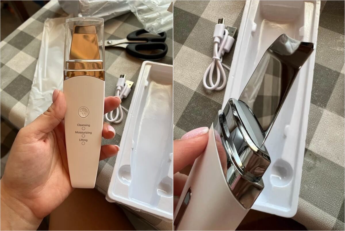 Ультразвуковой скребок для кожи лица. Многим такие штуки действительно помогают. Фото.