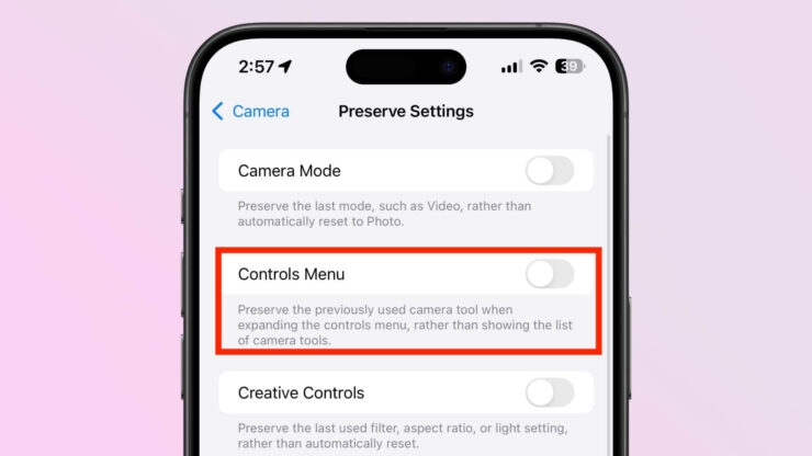 Что нового в iOS 18 beta 4. Новый тумблер в настройках камеры. Изображение: macrumors.com. Фото.