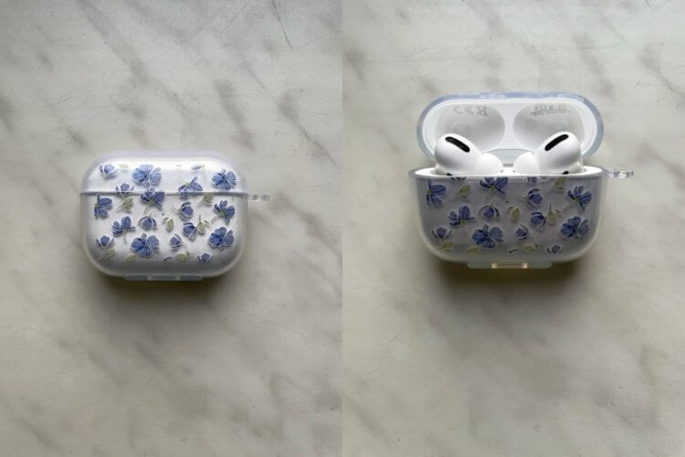 Чехол для AirPods. Чехол здорово дополняет внешний вид наушников. Чехол для AirPods. Чехол здорово дополняет внешний вид наушников. Фото.