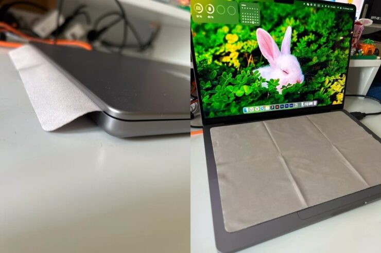 Салфетка для экрана ноутбука. Салфетка надежно защитит экран от отпечатков. Фото.