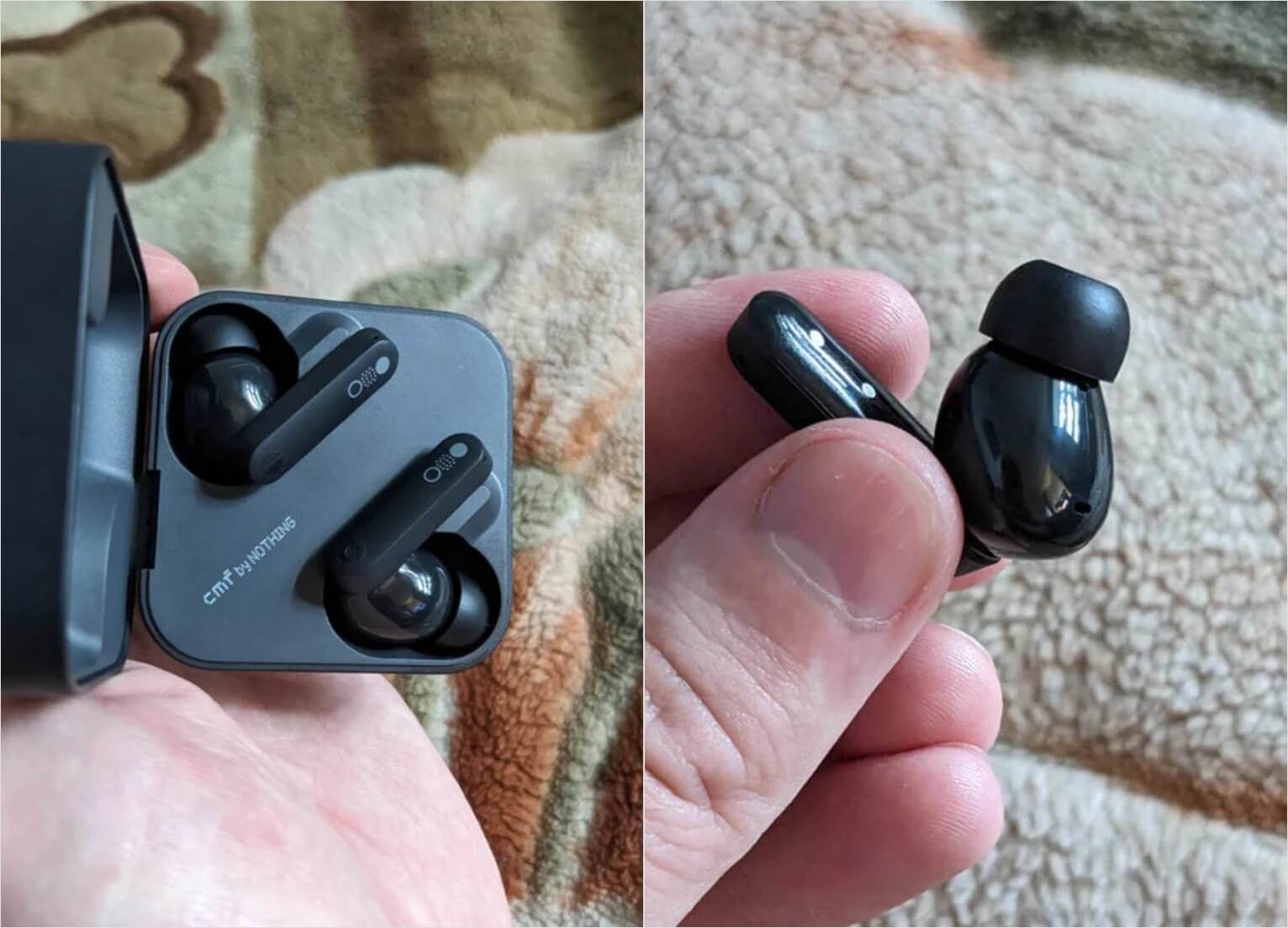 Nothing Buds — стильные TWS-наушники. Эти наушники также доступны и в других цветах. Фото.