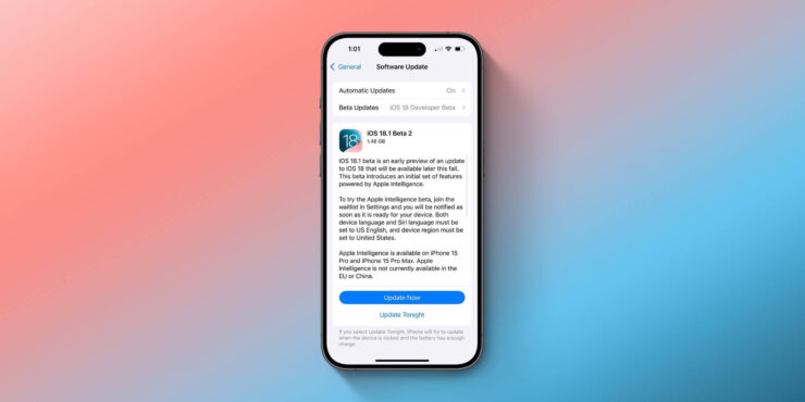 Как установить iOS 18.1 beta 2. Установить iOS 18.1 beta 2 можно уже сейчас, не дожидаясь осени. Изображение: 9to5mac.com. Фото.