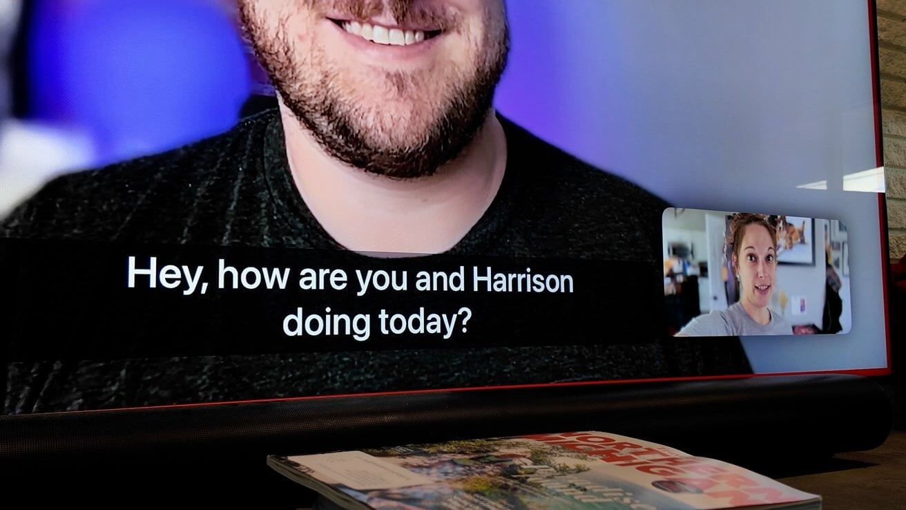 FaceTime на телевизоре. Субтитры в FaceTime будут создаваться автоматически. Изображение: appleinsider.com. Фото.