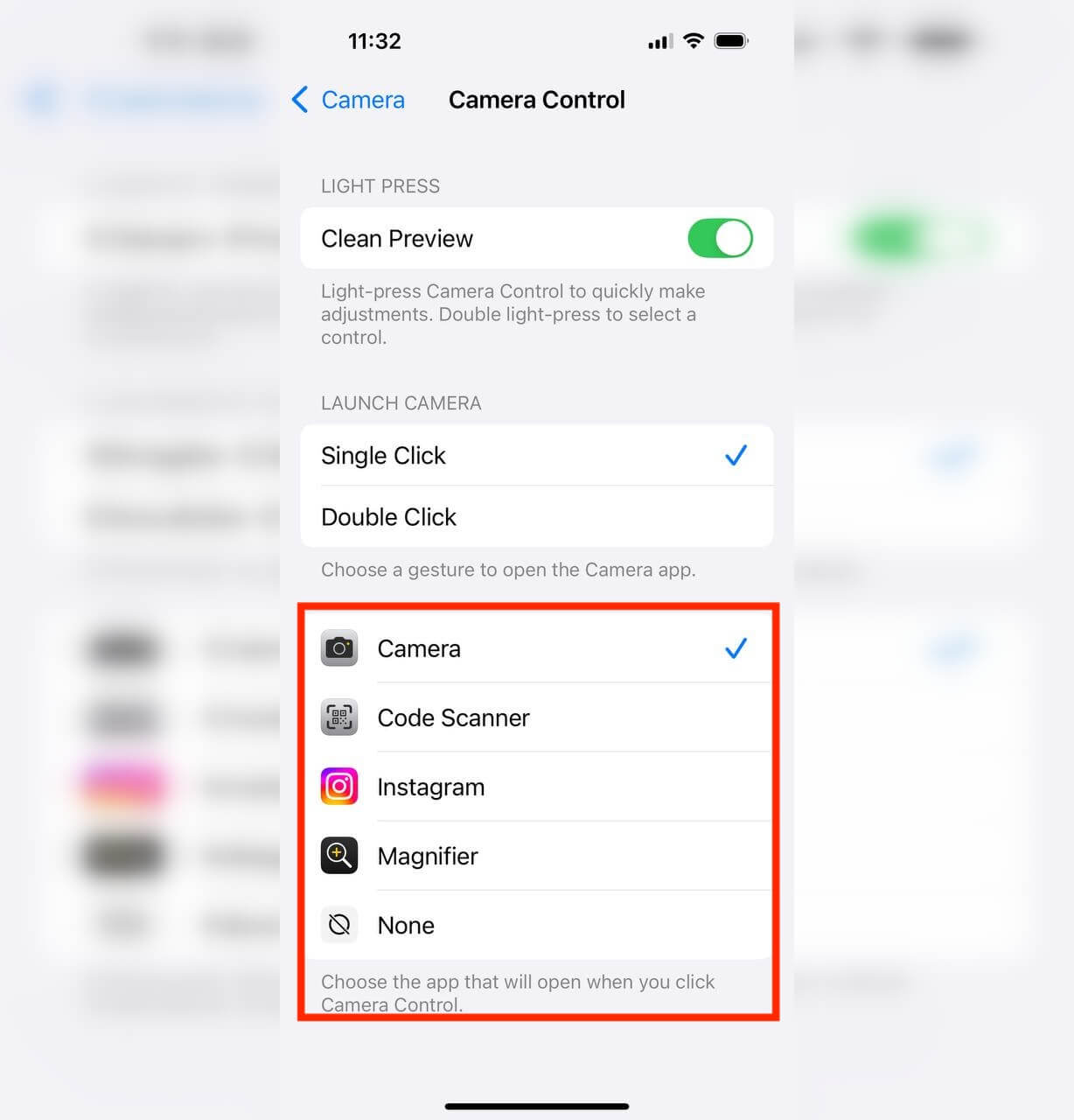 Как включить камеру на Айфоне. Camera Control в iPhone 16 тоже может открывать сторонние приложения. Фото.