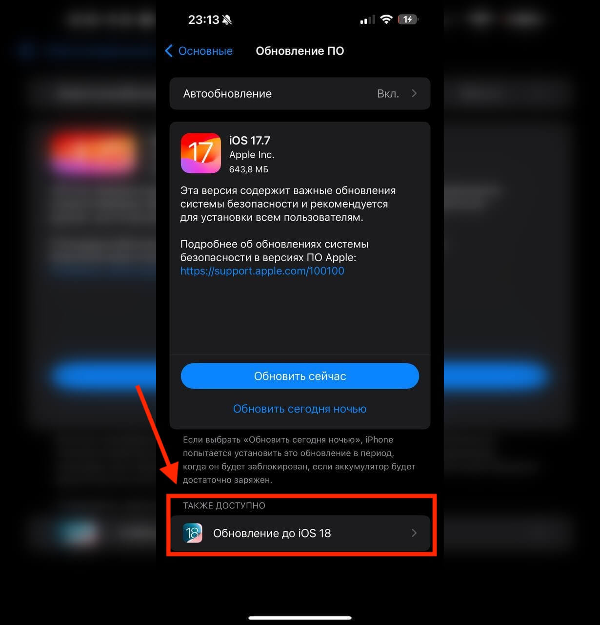 Как скачать iOS 18. iOS 18 прячется в этом разделе. Фото.