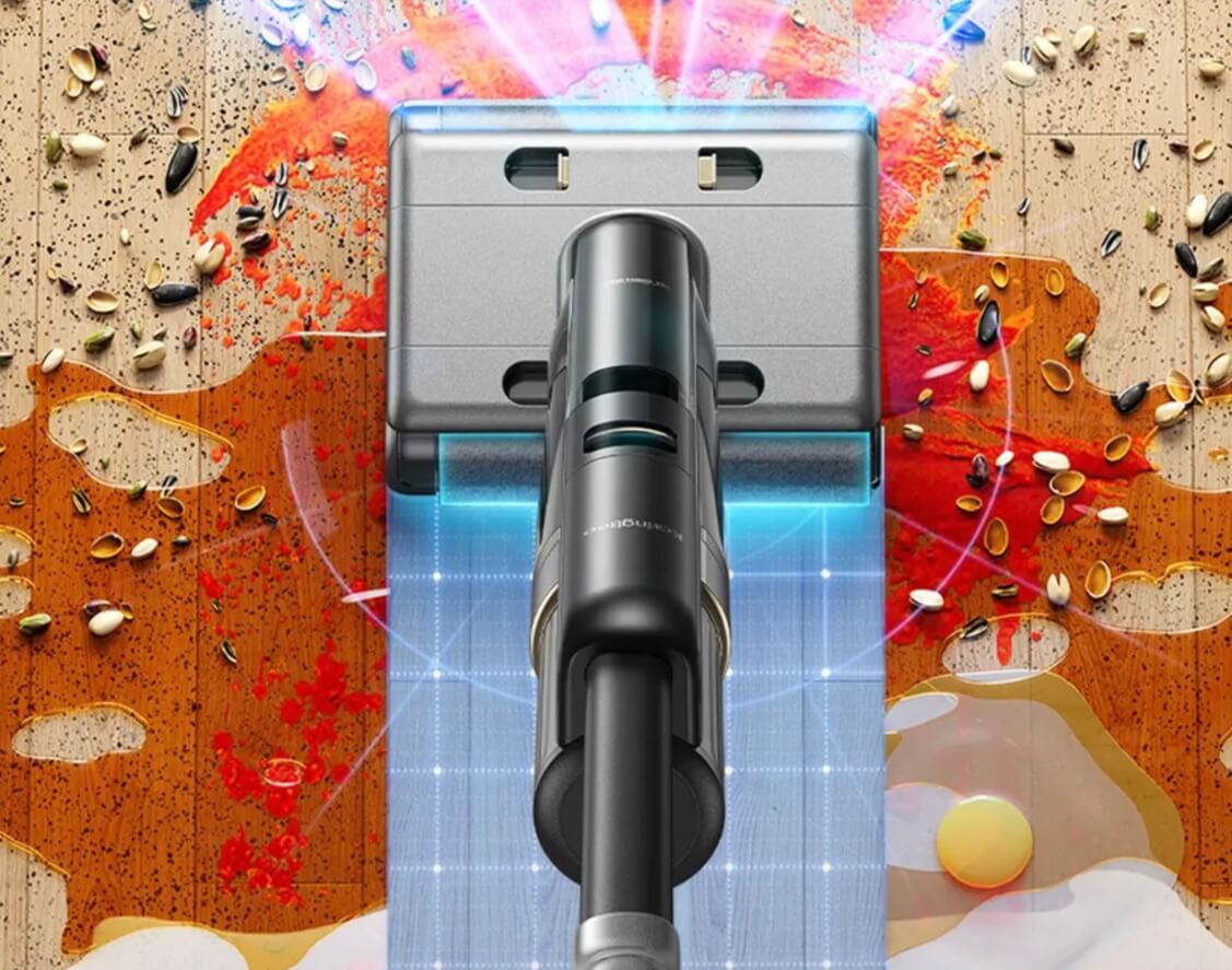 Режим уборки пылесоса. Пылесос сам может определить уровень загрязнений и выставить нужную мощность. Фото.