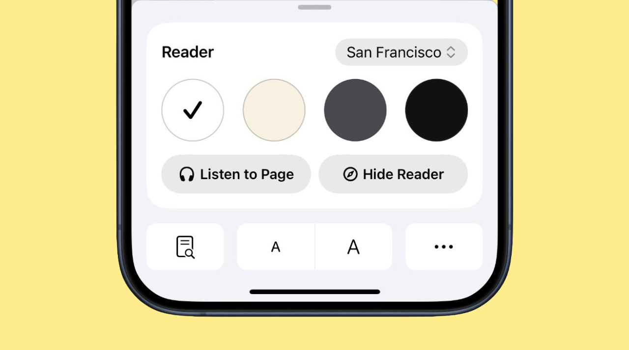 Режим чтения на Айфоне. В режиме чтения можно найти много интересных настроек. Изображение: appleinsider.com. Фото.