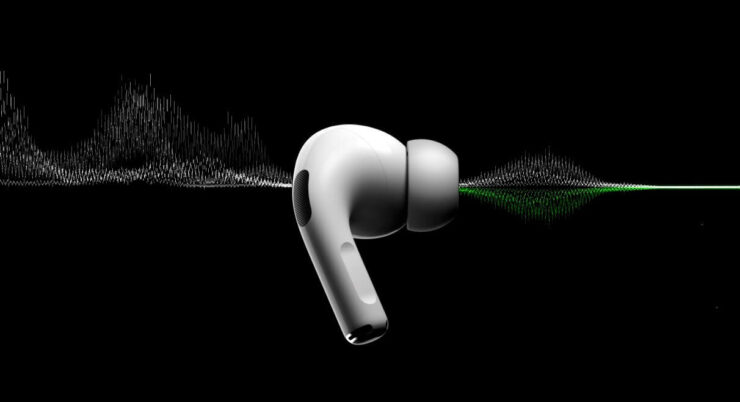 Шумоподавление в наушниках AirPods. Шумоподавление лучше работает в AirPods Pro 2. Изображение: macrumors.com. Фото.