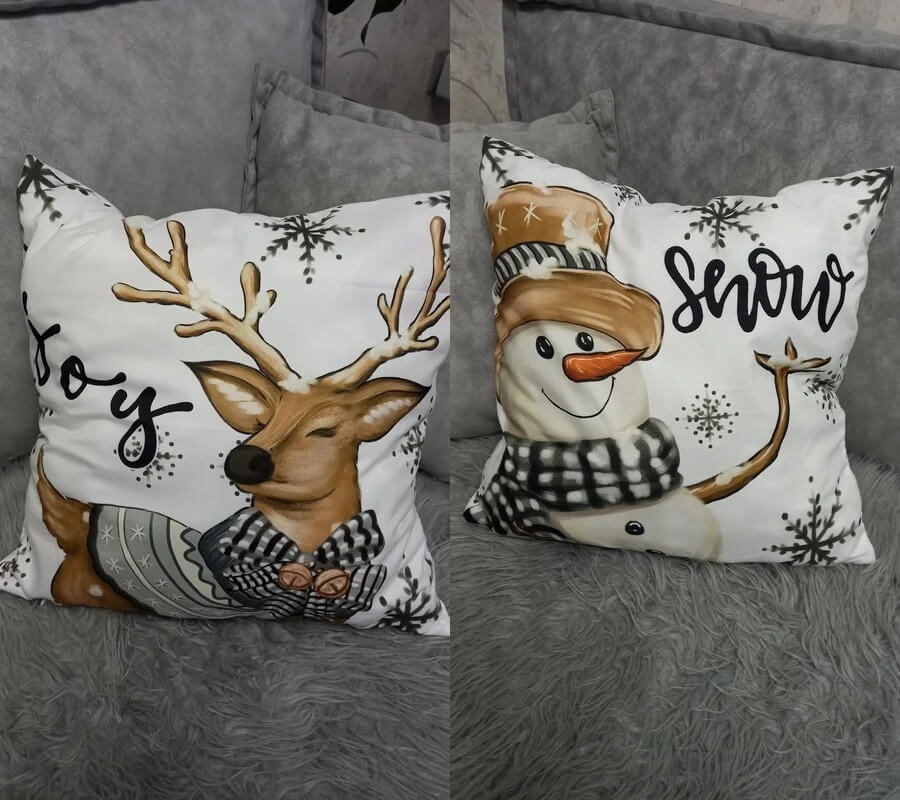 Новогодние декоративные наволочки. Выглядят наволочки очень прикольно. Фото.