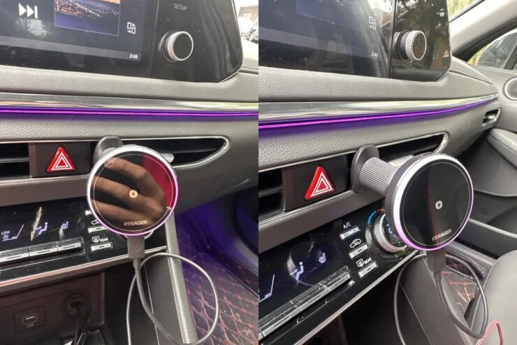 Держатель для телефона в машину с зарядкой. В дороге смартфон будет подзаряжаться. Держатель для телефона в машину с зарядкой. В дороге смартфон будет подзаряжаться. Фото.