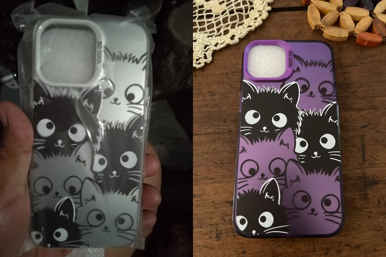 Чехол на телефон с рисунком. Продавец предлагает много вариантов цветов на выбор. Фото.