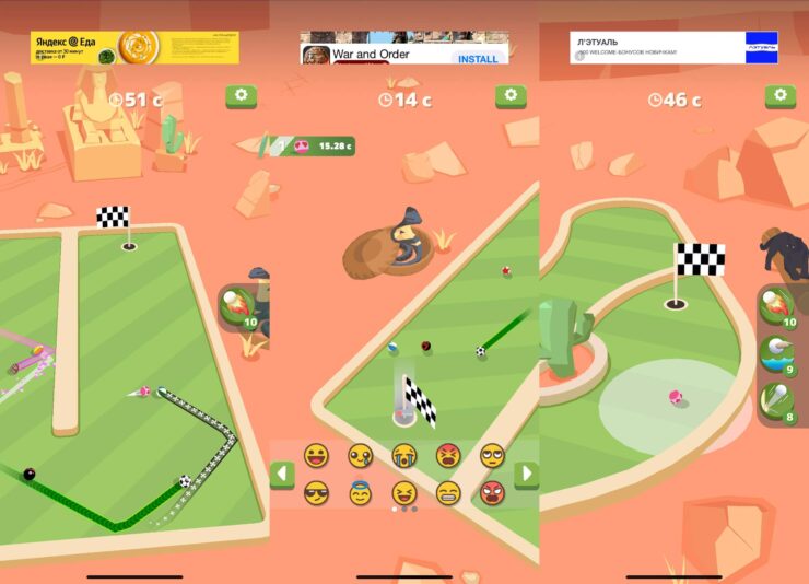 Ready Set Golf — бесплатная онлайн игра на телефон. Гольф с другими игроками тоже может затянуть не по-детски. Фото.
