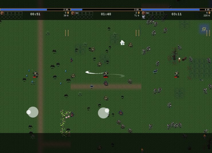 Vampire Survivors — игра на выживание. Не забывайте уворачиваться от атак врагов. Фото.