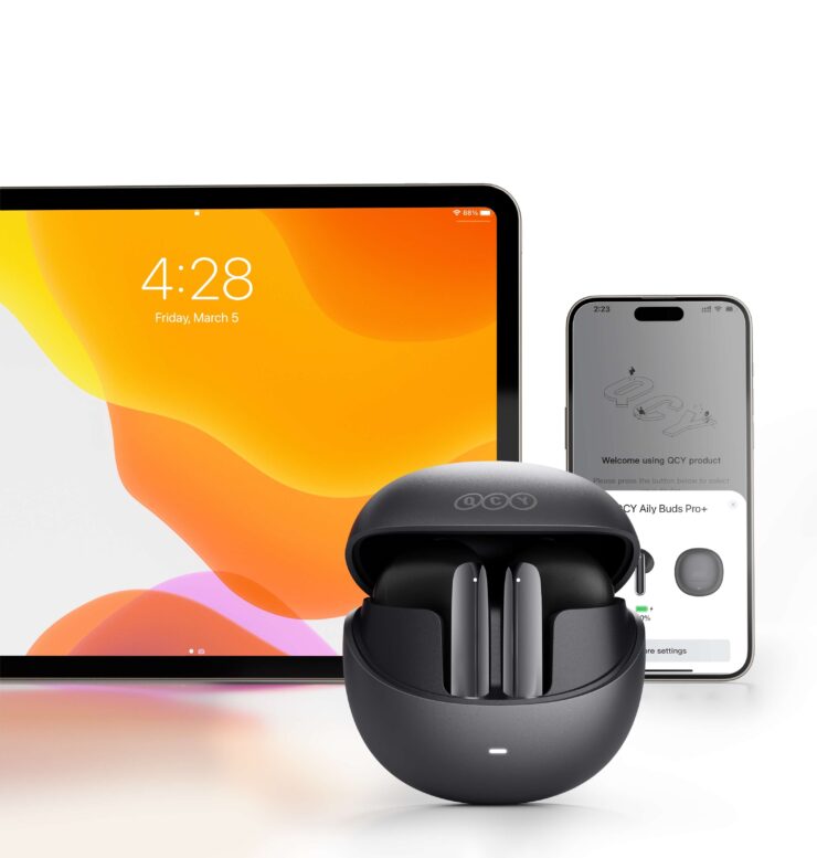 Наушники к нескольким устройствам. QCY AilyBuds Pro+ могут подключаться одновременно к двум устройствам. Наушники к нескольким устройствам. QCY AilyBuds Pro+ могут подключаться одновременно к двум устройствам. Фото.