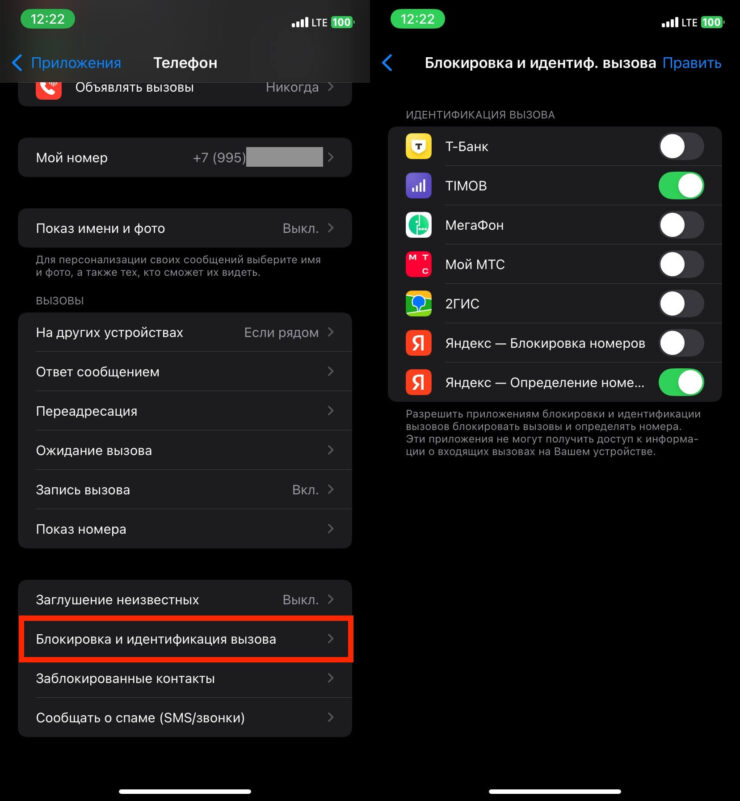 Несколько определителей номера. Можно активировать несколько определителей номера на iPhone, но есть вероятность, что они будут мешать друг другу. Фото.