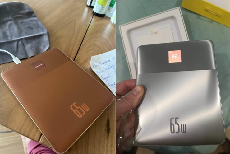 Портативный аккумулятор Baseus для ноутбука. Такой повербанк зарядит даже Макбук. Фото.