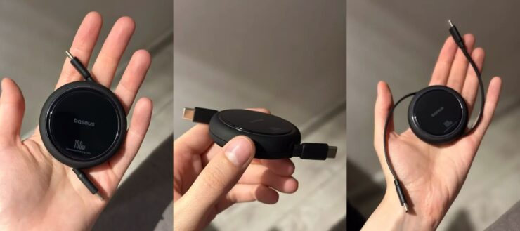 Выдвижной провод для зарядки. Провод можно раздвинуть и собрать обратно. Фото.