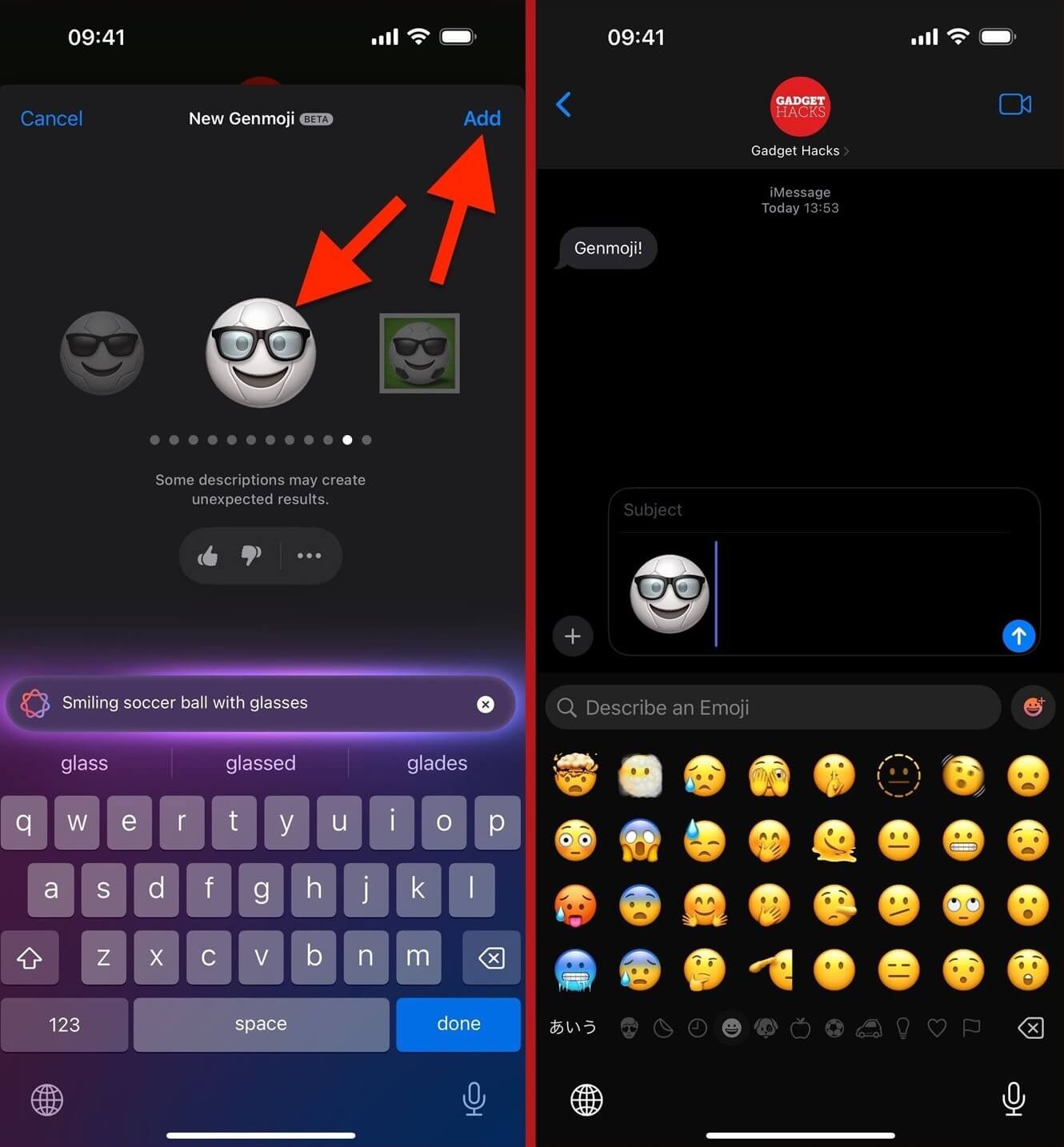 Создать свои эмодзи. Выберите смайлик из списка и добавьте его в переписку. Изображение: apple.gadgethacks.com. Фото.
