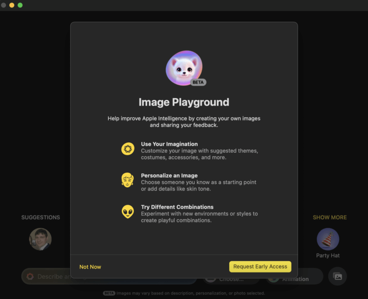 Как включить Apple Intelligence в России. Запросите доступ к Image Playground. Как включить Apple Intelligence в России. Запросите доступ к Image Playground. Фото.