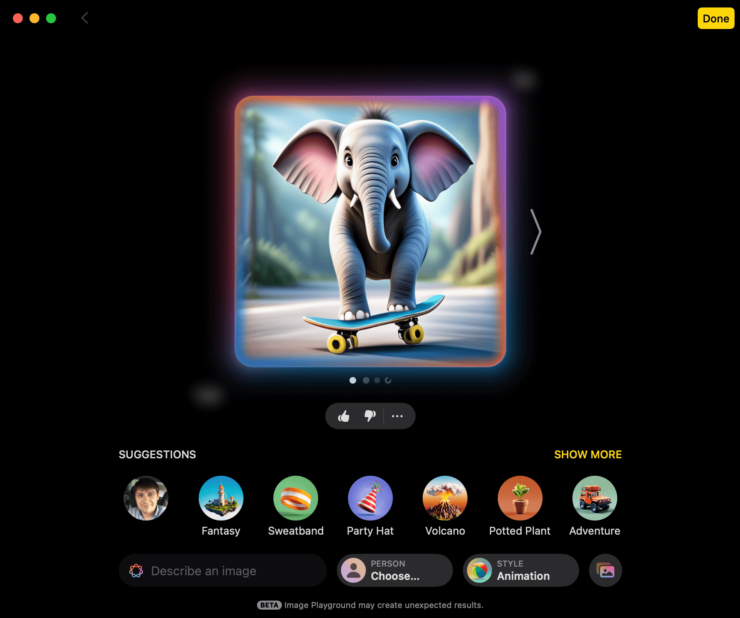 Нейросеть рисует по словам. Добавляем слону скейт. Фото.