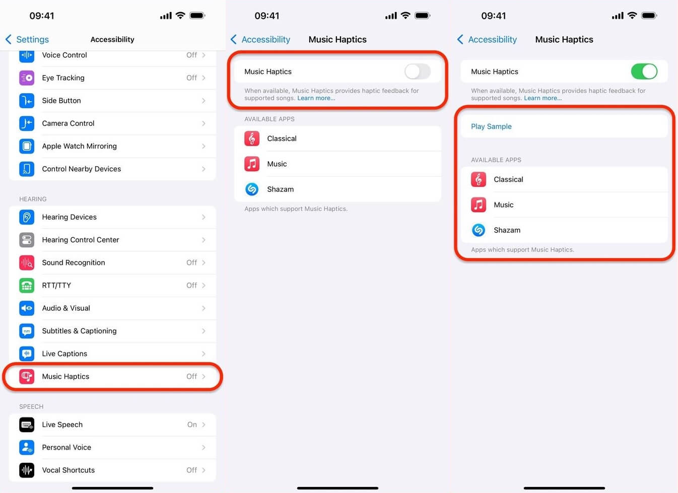 Вибрация в такт музыке. Пока небольшое количество приложений поддерживает Music Haptics. Изображение: ios.gadgethacks.com. Фото.