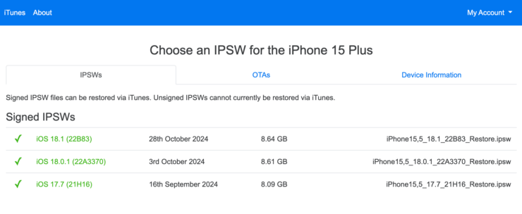Какая последняя версия iOS. Зелёные прошивки Apple подписывает, и их можно установить. Фото.